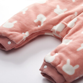 威尔贝鲁（WELLBER）婴儿睡袋法兰绒印花幼儿童分腿睡袋秋冬厚棉兔子75cm