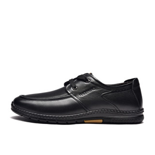 富贵鸟（FUGUINIAO）商务休闲鞋商务男鞋系带英伦男士休闲皮鞋A993702 黑色 44