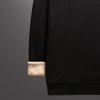 花花公子 PLAYBOY 针织衫  男士时尚高领修身长袖潮流保暖加绒毛衣 黑色（加绒） XL