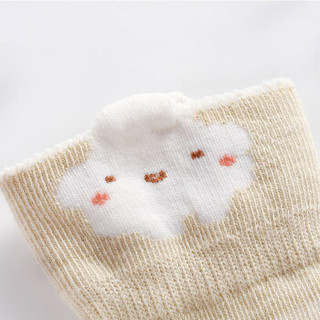 威尔贝鲁（WELLBER）婴儿袜子新生儿彩棉袜 宝宝秋冬加厚保暖毛圈袜提花长筒袜3双装 10-12cm
