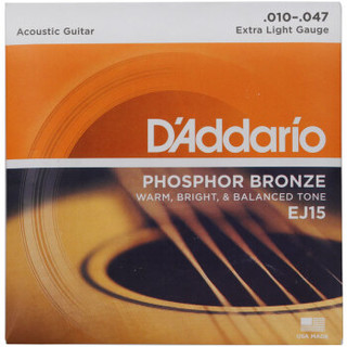 D'Addario 达达里奥 EJ15 美国进口民谣吉他琴弦 碳素钢弦套弦10-47磷铜