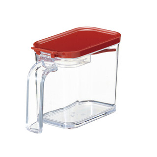 阿司倍鹭（ASVEL）日本家用调料盒塑料调料罐 调味品储物置物盒子带勺附标签纸 红色480ml
