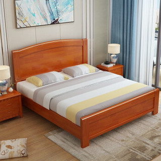 尊禾 实木床 新中式主卧双人床 1.5米1.8m 储物高箱床现代简约卧室家具