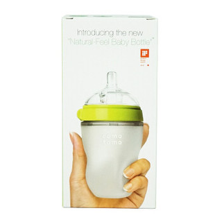 可么多么（COMOTOMO）宽口径硅胶奶瓶配奶嘴250ml韩国原装进口（绿色）新生儿