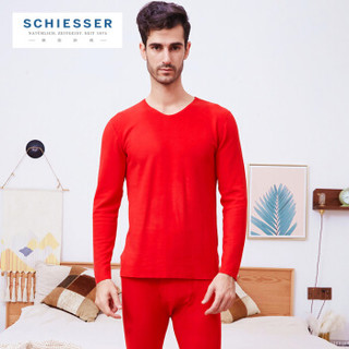 Schiesser/舒雅秋冬新品情侣款双面绒加厚保暖内衣套装 男E5/16101W中国红（7708） XL