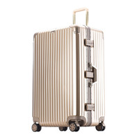 PointKid 铝框拉杆箱运动版男女万向轮26英寸旅行箱加厚款大容量行李箱密码箱包 1701香槟金
