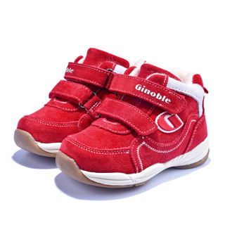 基诺浦 ginoble   1-5岁男女宝宝保暖鞋 冬款高帮加厚学步鞋TXG272红色 5