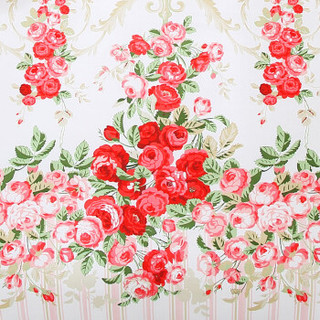 富安娜出品 圣之花 全棉四件套 纯棉斜纹印花床上套件 双人床单被套 玫瑰之约 1.8米/2米床 被套230*229cm