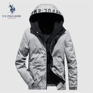 U.S. POLO ASSN.羽绒服男2019秋冬新品中款男装羽绒服男士加厚修身款韩版青年外套男 6194117010 灰色 3XL