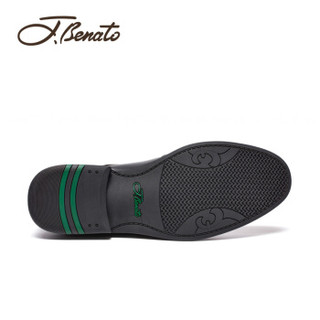 宾度 ( J.Benato)  商务德比正装鞋子英伦低帮男鞋透气头层牛皮  V8C101 黑色 43