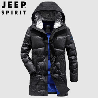 吉普 JEEP 男士羽绒服新款2019冬季厚款青年休闲时尚百搭保暖羽绒服 ZY8810 黑色 L