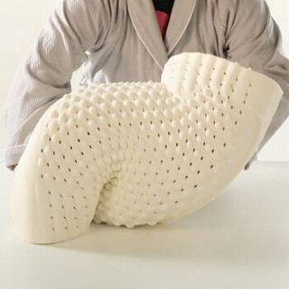 隽优 乳胶枕 泰国进口天然乳胶枕头 人体工学曲线颈椎枕 天然乳胶含量93% 颗粒按摩枕