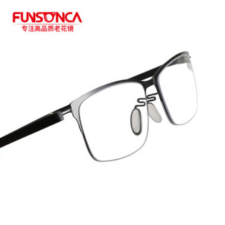 Funonca 高弹不锈钢老花镜男女通用 树脂加硬镜片便携眼镜 6812 黑色 300度