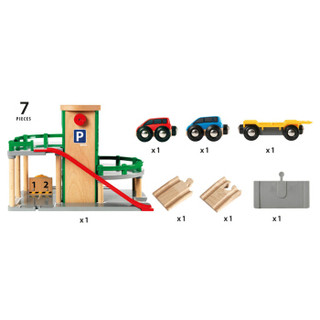 BRIO瑞典品牌儿童木质轨道车火车模型火车玩具 小火车套装-BRIO WORLD停车场33204