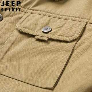 吉普 JEEP 2019新款加绒棉衣男中青年男士休闲上衣棉袄保暖外套大码棉服 P1512 卡其 XL