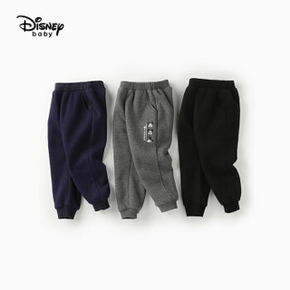 迪士尼 Disney 童装男童宝宝加厚保暖长裤运动收脚裤子2019冬 DA941ME01 碳黑 100