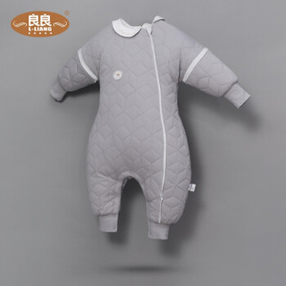 良良(liangliang)婴儿睡袋宝宝幼儿防踢被儿童分腿睡袋可拆袖灰厚款95*43cm