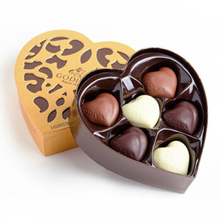 歌帝梵（GODIVA）比利时进口 金装心形巧克力礼盒6颗装 经典礼盒 混合口味65g