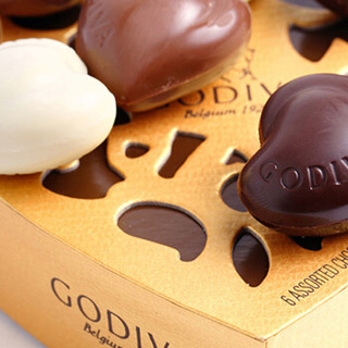 歌帝梵（GODIVA）比利时进口 金装心形巧克力礼盒6颗装 经典礼盒 混合口味65g