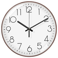 Timess 挂钟 钟表客厅时钟卧室石英钟挂表静音细边设计P32-7咖啡色