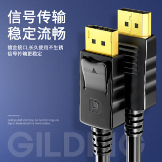 山泽(SAMZHE) DP高清线 DisplayPort公对公转换线 电脑连接电视显示器连接线 镀金版黑色 黑色1米 10DP