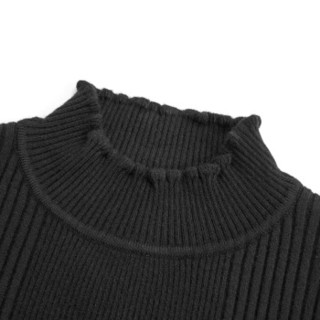 海澜优选2019秋冬新品女士内搭简约修身保暖长袖针织衫FNZAJ39525A黑色(68)160/84A(M)