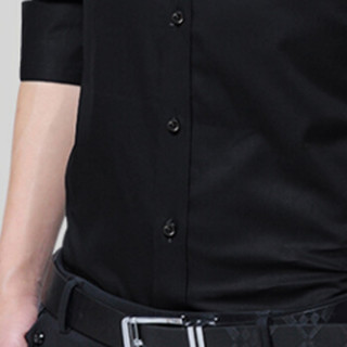 猫人（MiiOW）衬衫 男士商务休闲纯色加绒加厚保暖长袖衬衣A180-5618A黑色加绒5XL