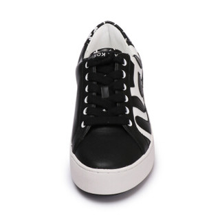 MICHAEL KORS 迈克·科尔斯 MK女鞋 POPPY系列 女士黑色皮革平底系带休闲鞋 43S9POFS5L BLK/OPTICWHT 6M/36码