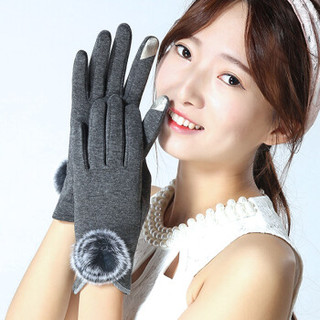 GLO-STORY 手套女 加绒加厚时尚优雅不倒绒触摸屏手套 WST744108 灰色