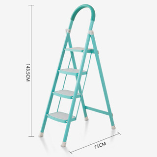 双鑫达 梯子 家用人字梯 折叠四步家用梯子 蓝色 LD-07 加宽防滑踏板