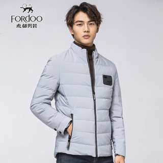 虎都（FORDOO）羽绒服男士2019冬季新款白鸭绒短款立领外套潮流帅气防风保暖厚冬装 58880502 灰色 3XL