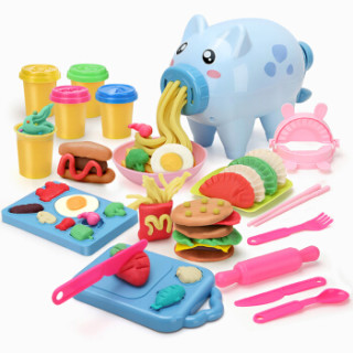 勾勾手小猪彩泥面条机橡皮泥粘土玩具diy玩具儿童玩具女孩男生玩具黏土雪糕机模具工具儿童礼物套装蓝色 报价价格评测怎么样 什么值得买