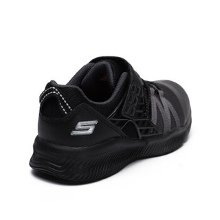 斯凯奇(SKECHERS)男童新款舒适运动鞋 魔术贴搭带休闲鞋97940L 黑色/炭灰色-BKCC 12C/28.5码