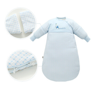 贝谷贝谷 婴儿睡袋防踢被新生儿宝宝一体睡袋儿童可脱袖 蓝色 (适合10-20度) 80cm(适合身高55-75cm）