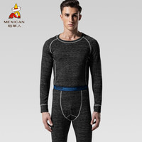 稻草人保暖内衣男士运动薄款秋衣秋裤套装秋冬季打底棉毛衫82985 花黑 XXXL