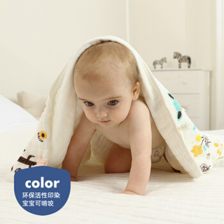 竹之锦 婴儿盖毯 纯棉A类9层纱布婴幼儿包被 加厚高密度儿童浴巾 新生儿被子盖毯 85×85cm 森林王国