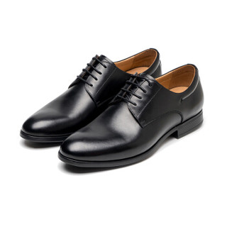 莱尔斯丹 时尚商务正装圆头系带低跟皮鞋LS AMM55207 黑色 40