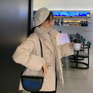 MAX WAY 女装 2019年秋冬新款短款外套修身棉服超火宽松棉衣QDmw0757 米白色 M