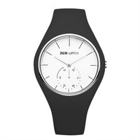 正港(ZGO)手表男青少年高初中学生简约时尚休闲防水韩版潮流石英运动表女孩 817黑带白面黑字银圈 42mm 白色 黑色 硅胶