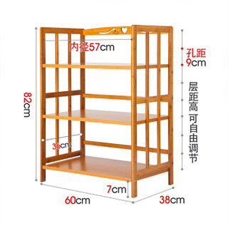 佳佰 微波炉架烤箱架 厨房置物架  楠竹调料架碗碟架锅架储物架子收纳架 60*38*82CM 460N