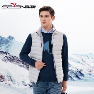 柒牌 SEVEN 羽绒服男2019冬季新品都市休闲羽绒马甲男士时尚混搭上衣 117E70180 浅灰170