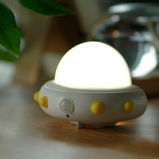 奥其斯(OUTRACE) LED创意飞碟小夜灯遥控白色调光卧室床头婴儿宝宝喂奶暖光台灯