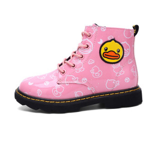 小黄鸭（B.Duck）童鞋男女童靴子 冬季新款儿童保暖女孩休闲马丁靴 B8596001粉色28