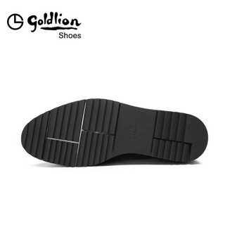金利来（goldlion）男士商务休闲简约系带舒适德比皮鞋57192033501A-黑色-43码