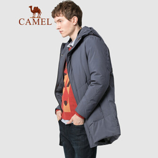 骆驼（CAMEL）男装 2019冬季新款白鸭绒羽绒服男青年韩版中长款休闲外套潮 D9Y091399 灰色XL