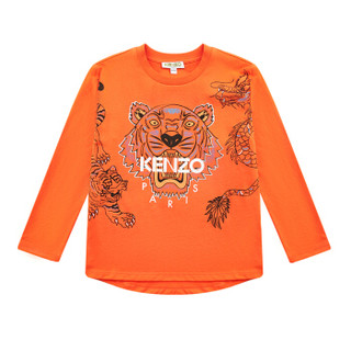 KENZO KIDS 高田贤三 奢侈品童装 19秋冬新款 男童橘红色棉质虎头长袖T恤 KP10698 37 4A/4岁/104cm