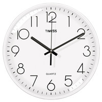 Timess 挂钟 钟表客厅时钟卧室石英钟挂表静音细边设计P31-1白色