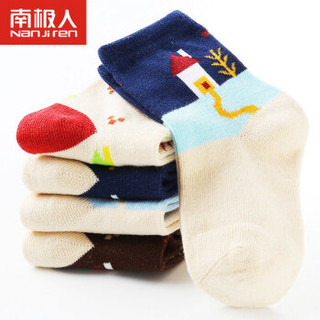 南极人（Nanjiren）儿童袜子男童女童袜子透气5双装 翻边蝴蝶结 M(适合4-6岁)