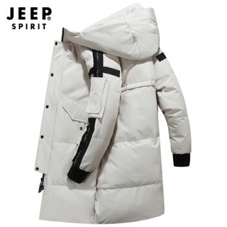 吉普 JEEP 羽绒服2019冬季新款时尚保暖韩版中长款连帽羽绒外套 D1910 黄色 3XL