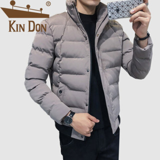 金盾（KIN DON）棉服 男2019冬季新款休闲百搭韩版潮流立领加厚保暖修身棉衣 A132- 8980 灰色 XL